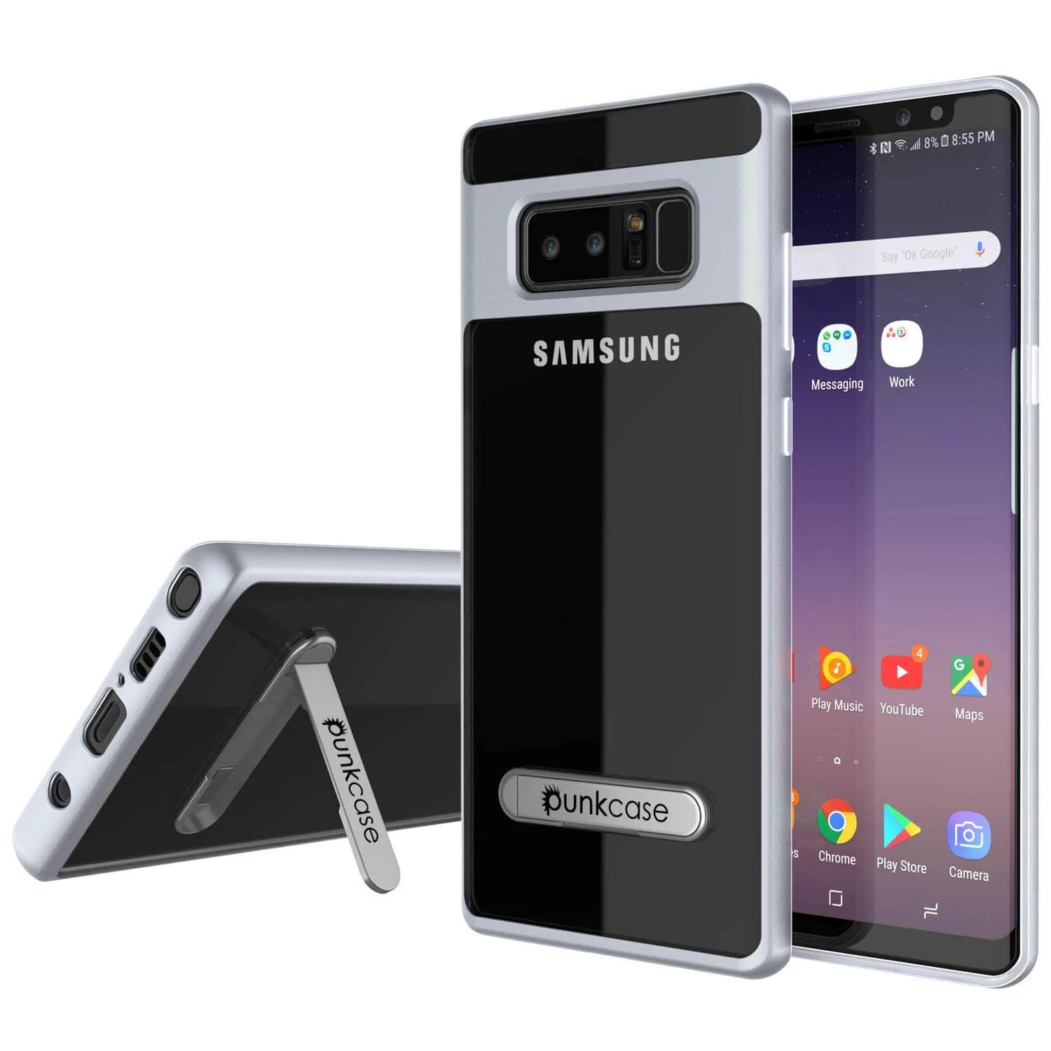 Galaxy Note 8 Lucid 3.0 Screen Protector W/ Anti-Shock Case [Silver]