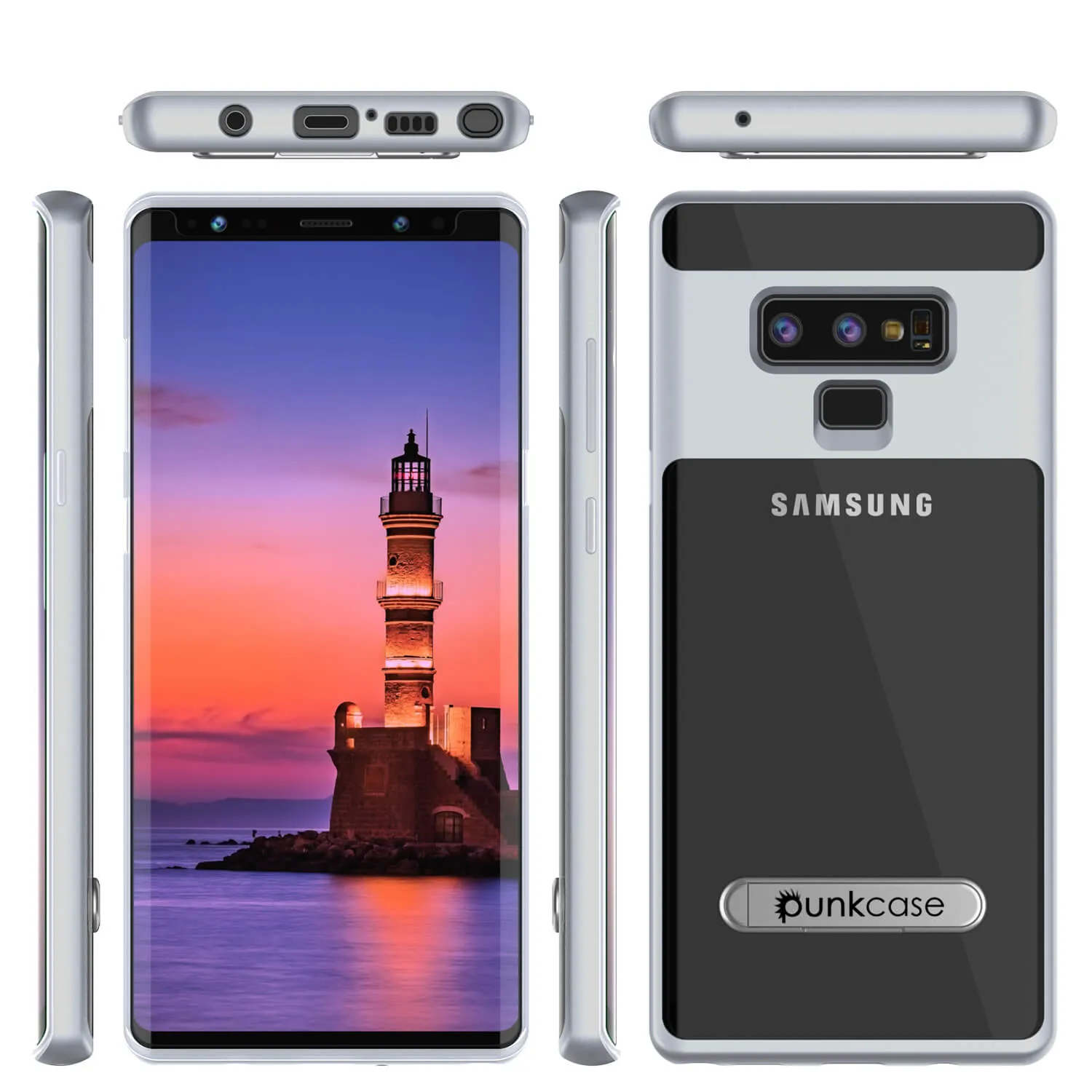 Galaxy Note 9 Lucid 3.0 PunkCase Armor Cover w/Integrated Kickstand and Screen Protector [Silver]