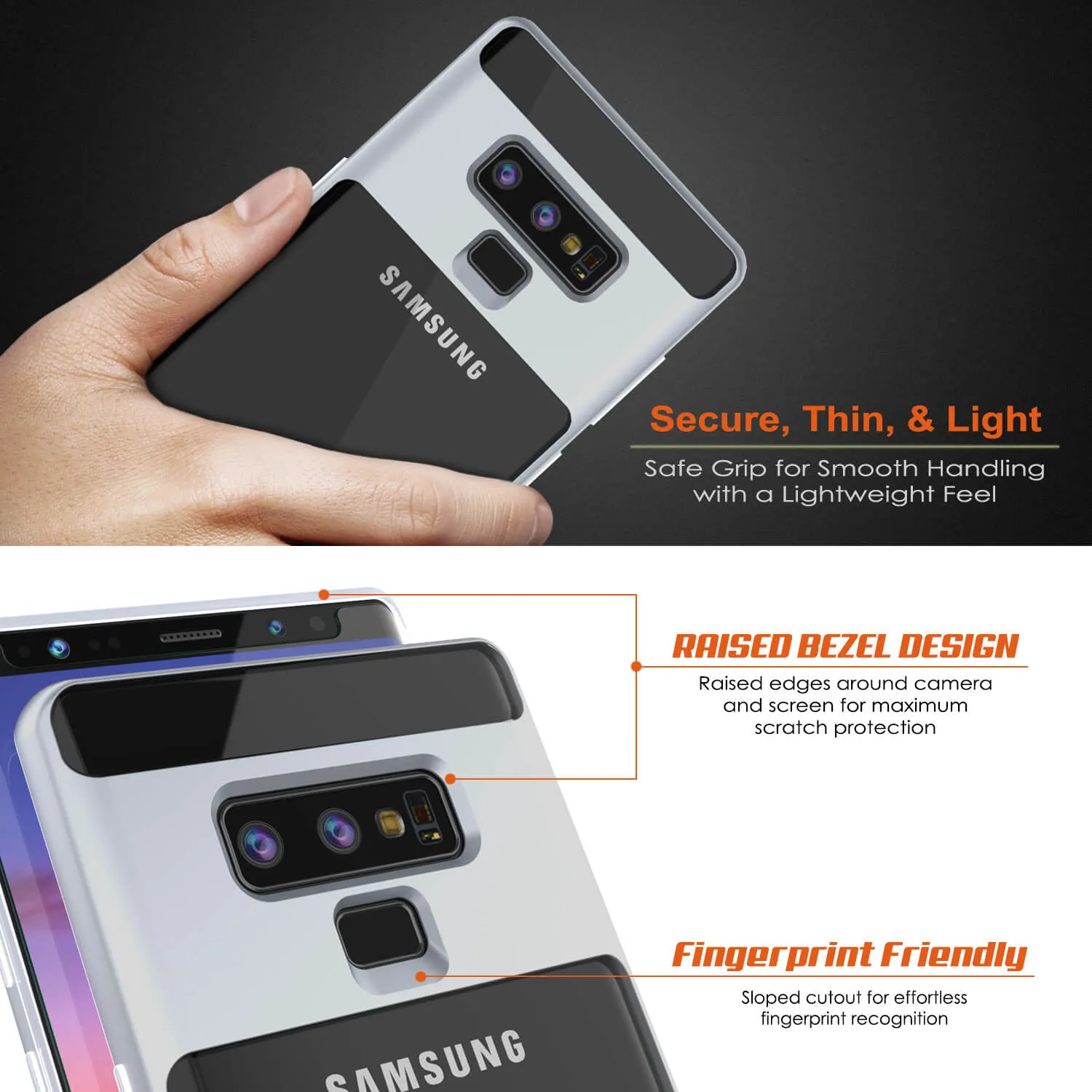 Galaxy Note 9 Lucid 3.0 PunkCase Armor Cover w/Integrated Kickstand and Screen Protector [Silver]