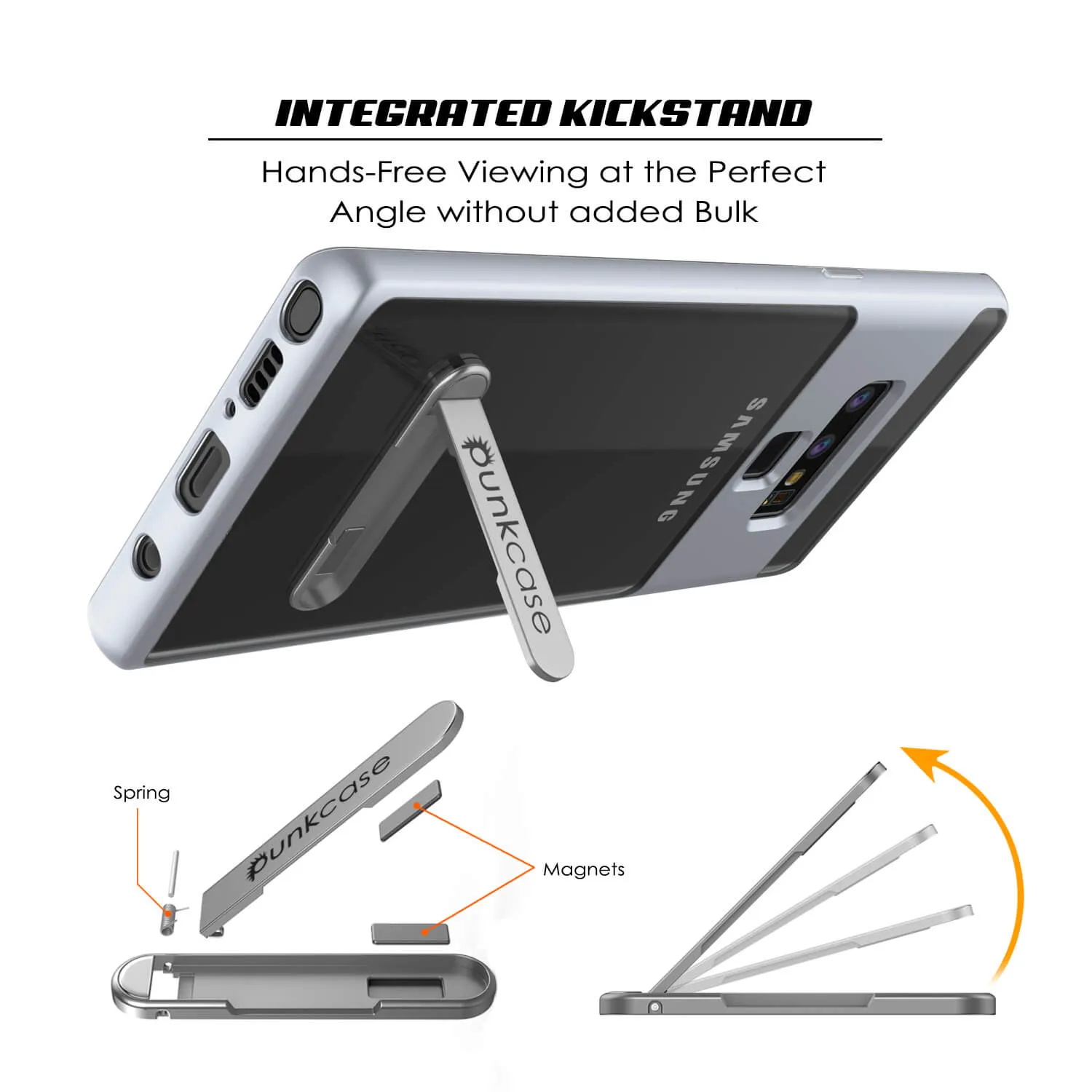 Galaxy Note 9 Lucid 3.0 PunkCase Armor Cover w/Integrated Kickstand and Screen Protector [Silver]