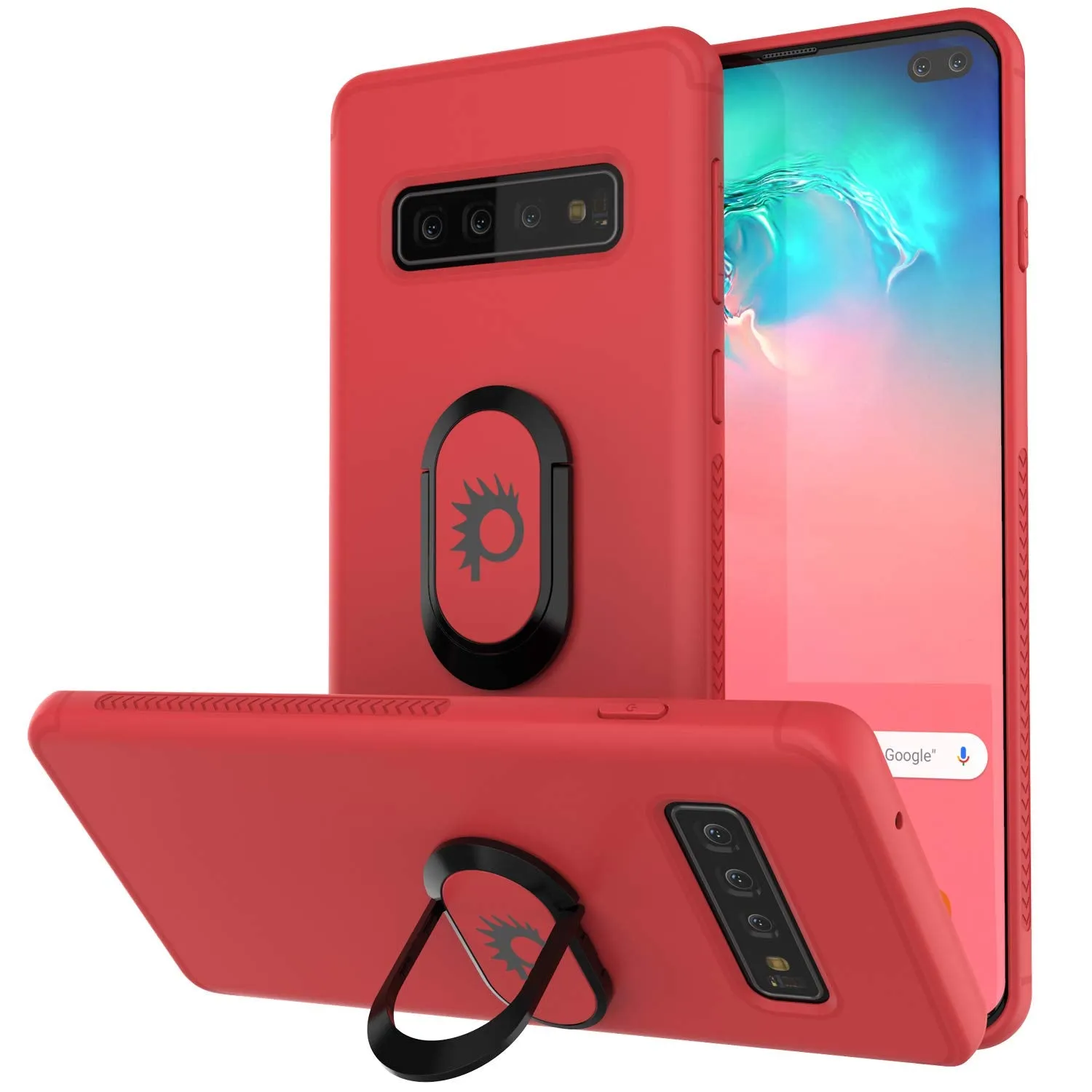 Galaxy S10  Plus, Punkcase Magnetix Protective TPU Cover W/ Kickstand, Sceen Protector[Red]