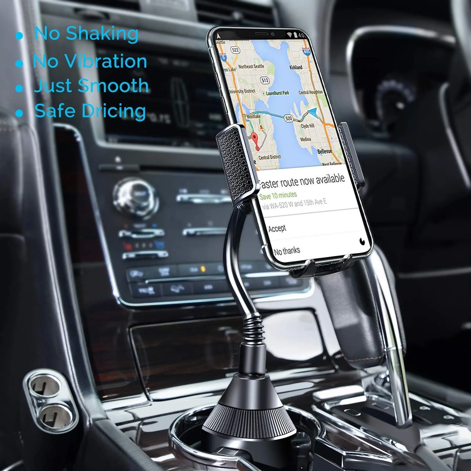 Galaxy Wireless Cup Holder Phone Mount Universal Adjustable Gooseneck Cup Holder Cradle Car Mount for Cell Phone for Galaxy A10e/A20/A30/A50/J7 2018/J7 Crown/J7 Star