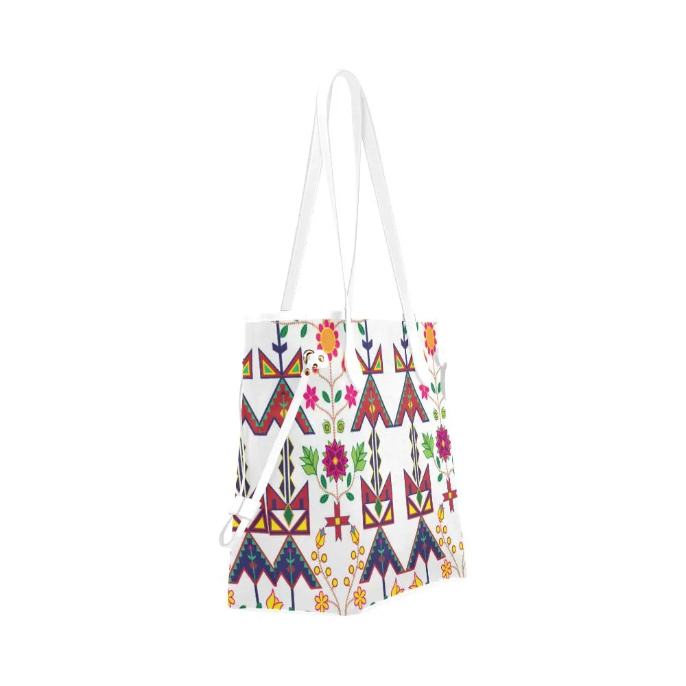 Geometric Floral Spring - White Clover Canvas Tote Bag