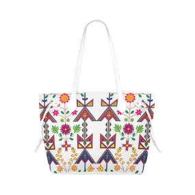 Geometric Floral Spring - White Clover Canvas Tote Bag