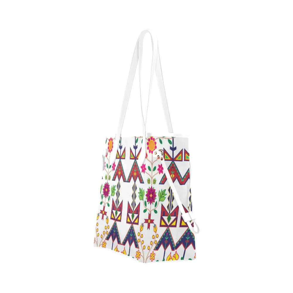 Geometric Floral Spring - White Clover Canvas Tote Bag