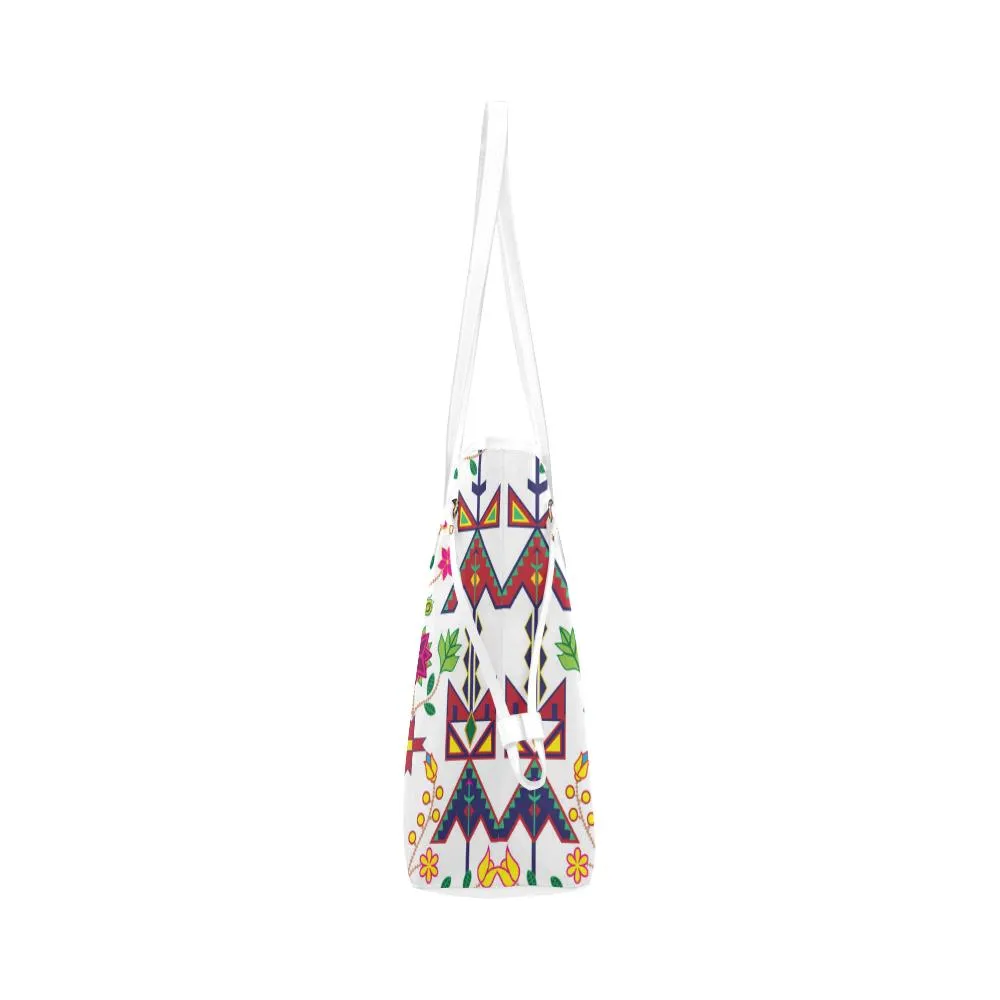 Geometric Floral Spring - White Clover Canvas Tote Bag