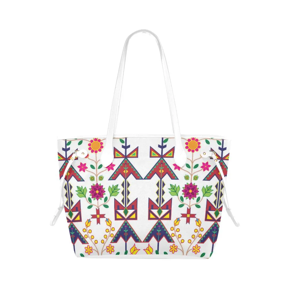 Geometric Floral Spring - White Clover Canvas Tote Bag