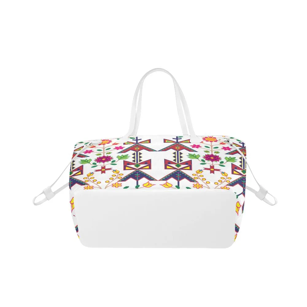 Geometric Floral Spring - White Clover Canvas Tote Bag