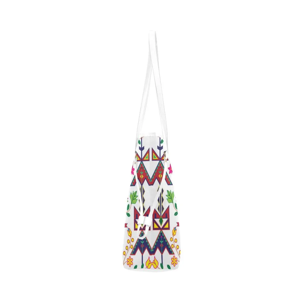 Geometric Floral Spring - White Clover Canvas Tote Bag