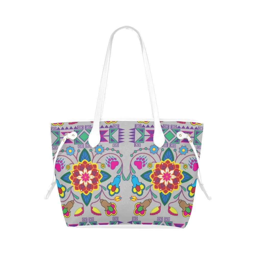 Geometric Floral Winter - Gray Clover Canvas Tote Bag