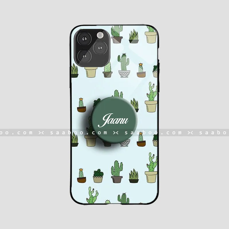 Glossy Protective Case With Green Cactus