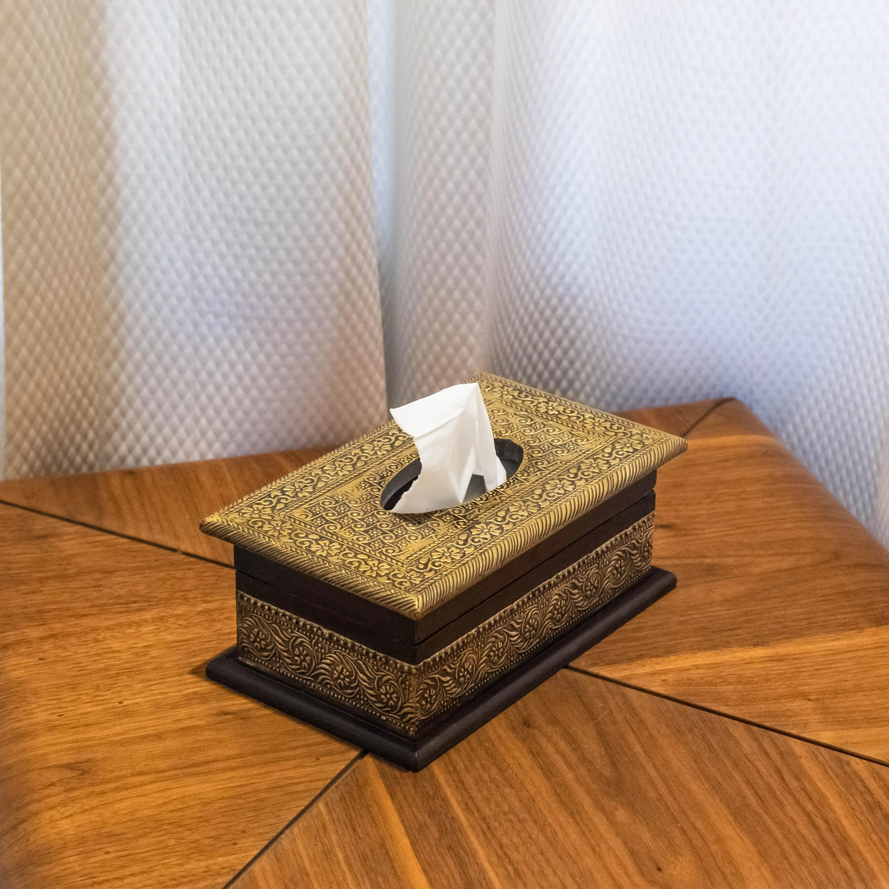 Handcrafted Tissue Box with Heavy Brass Fittings - A Luxurious Necessity