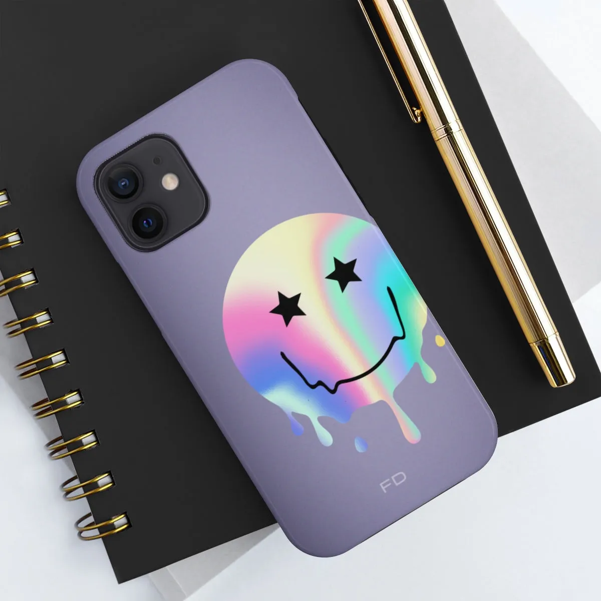 Happy Face with Stars Tough Case for iPhone with Wireless Charging