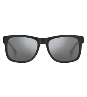 Hugo Boss Men's Grey/Silver-mirrored Square Sunglasses