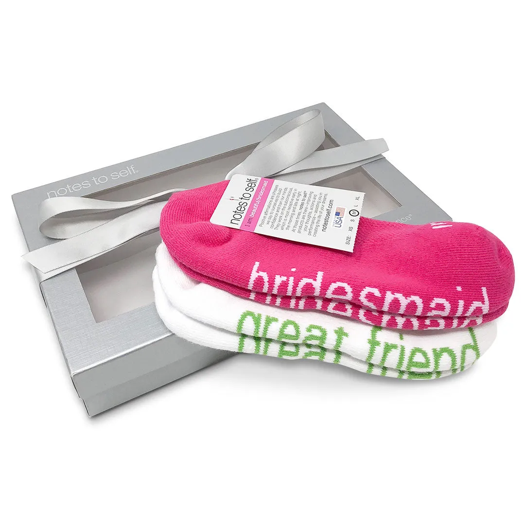 I am beautiful™ - bridesmaid   I am a great friend® socks in silver gift box