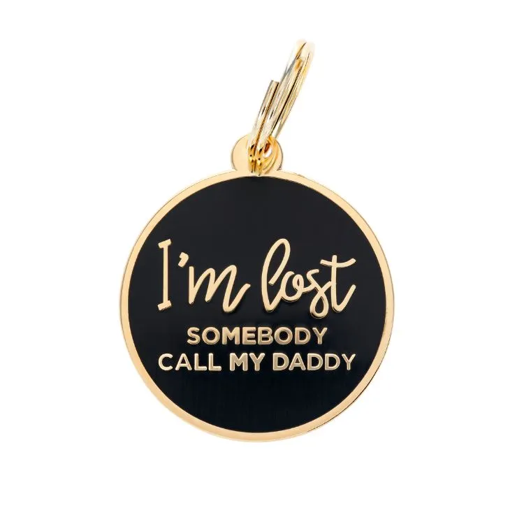 I'm Lost - Daddy - Gold & Navy - Pet ID Tag