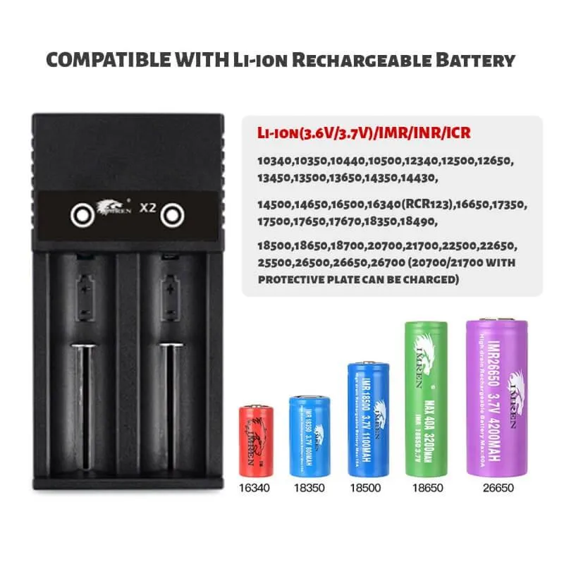 IMREN X2 Dual-Slot Universal Rechargeable Li-ion Battery Charger