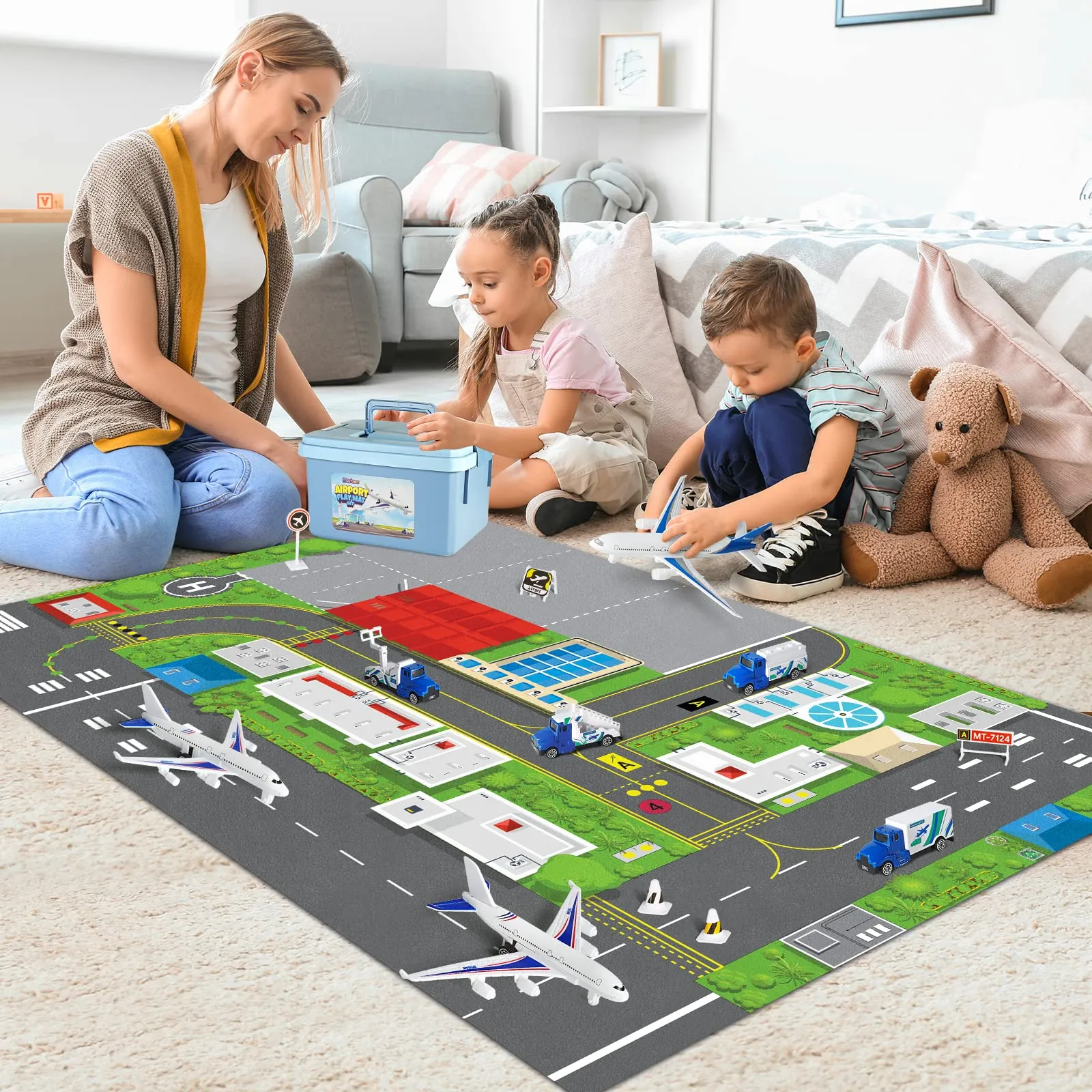 Interactive Airplane Toy Set with Activity Playmat – Fun Learning for Toddlers