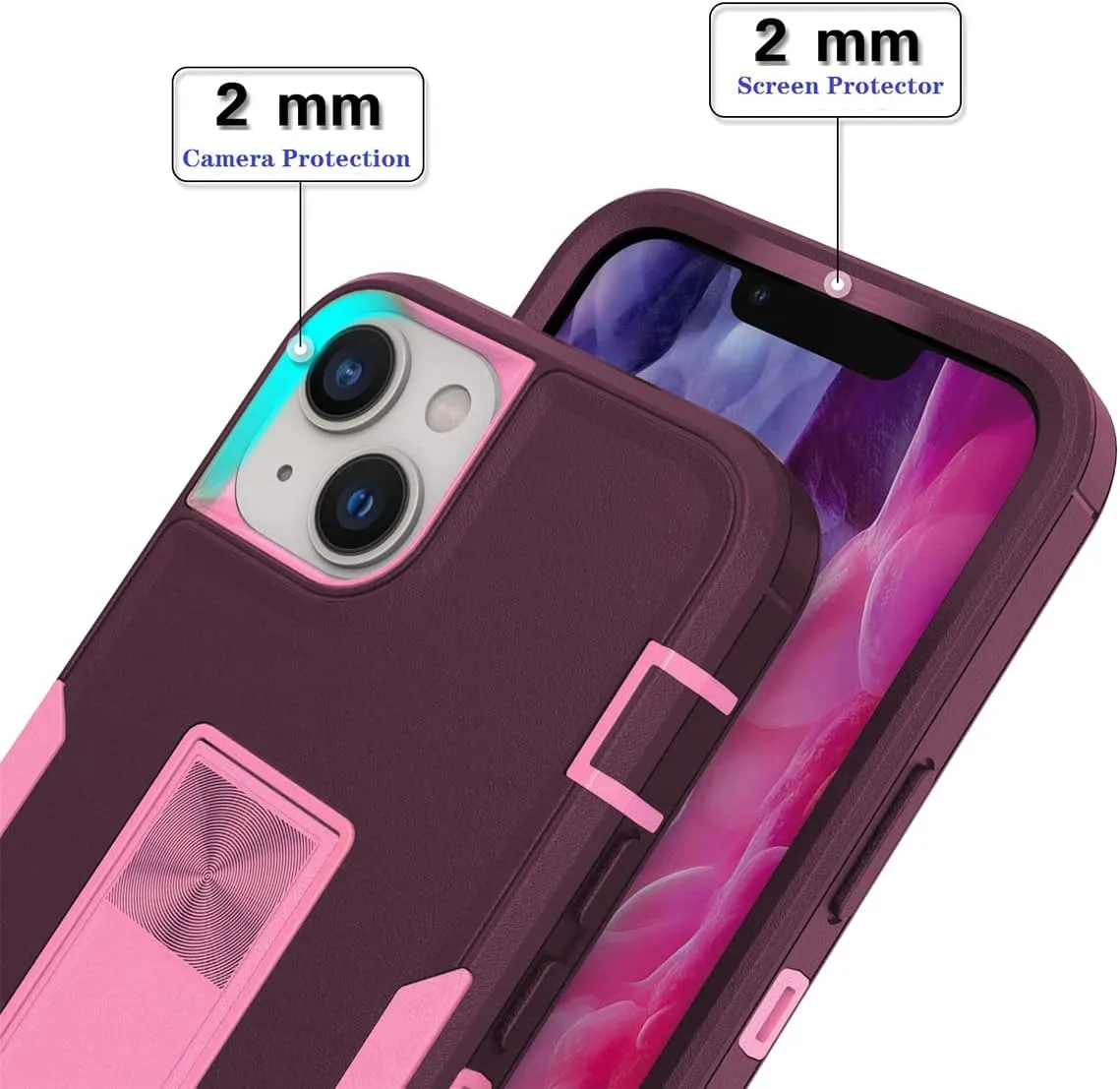 iPhone 13 Case iPhone 14 Case Kickstand Case, Purple