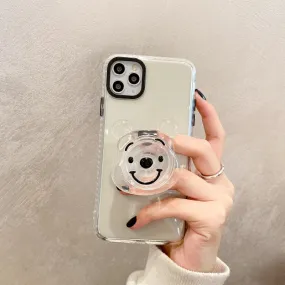 iPhone case with clear cartoon bear holder