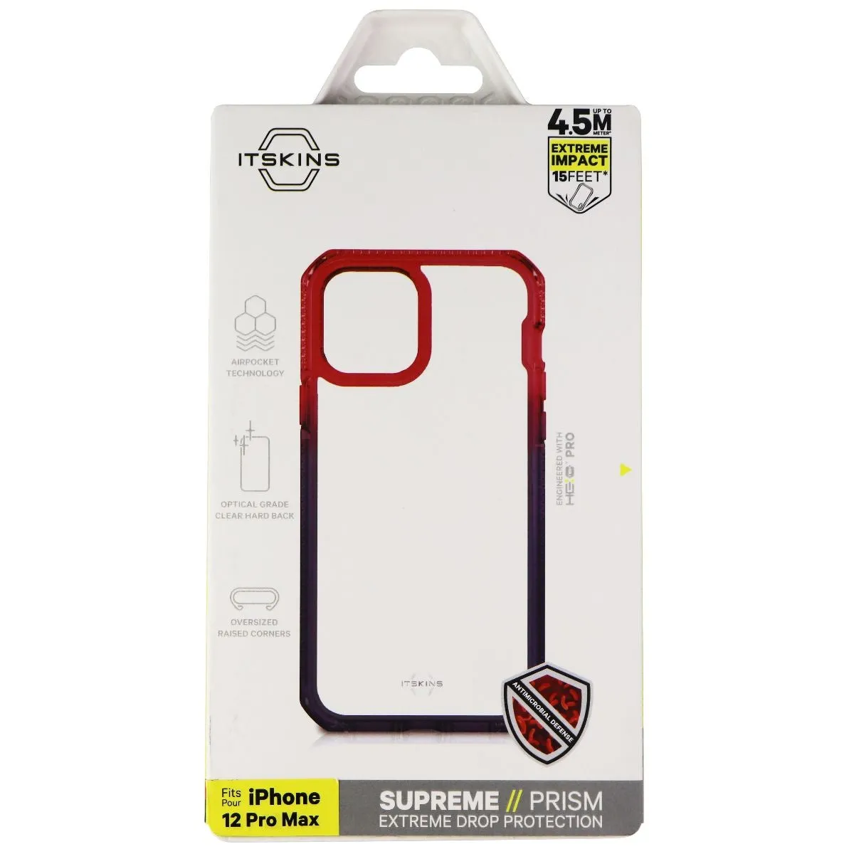 ITSKINS Supreme Prism Series Hard Case for iPhone 12 Pro Max - Coral/Black/Clear