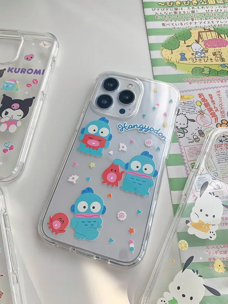 Japanese Cartoon Cute Kuromi Cinnmoroll Pochacco HG Double Case iPhone Case XR XS X 11 12 13 14 Pro Promax Plus mini