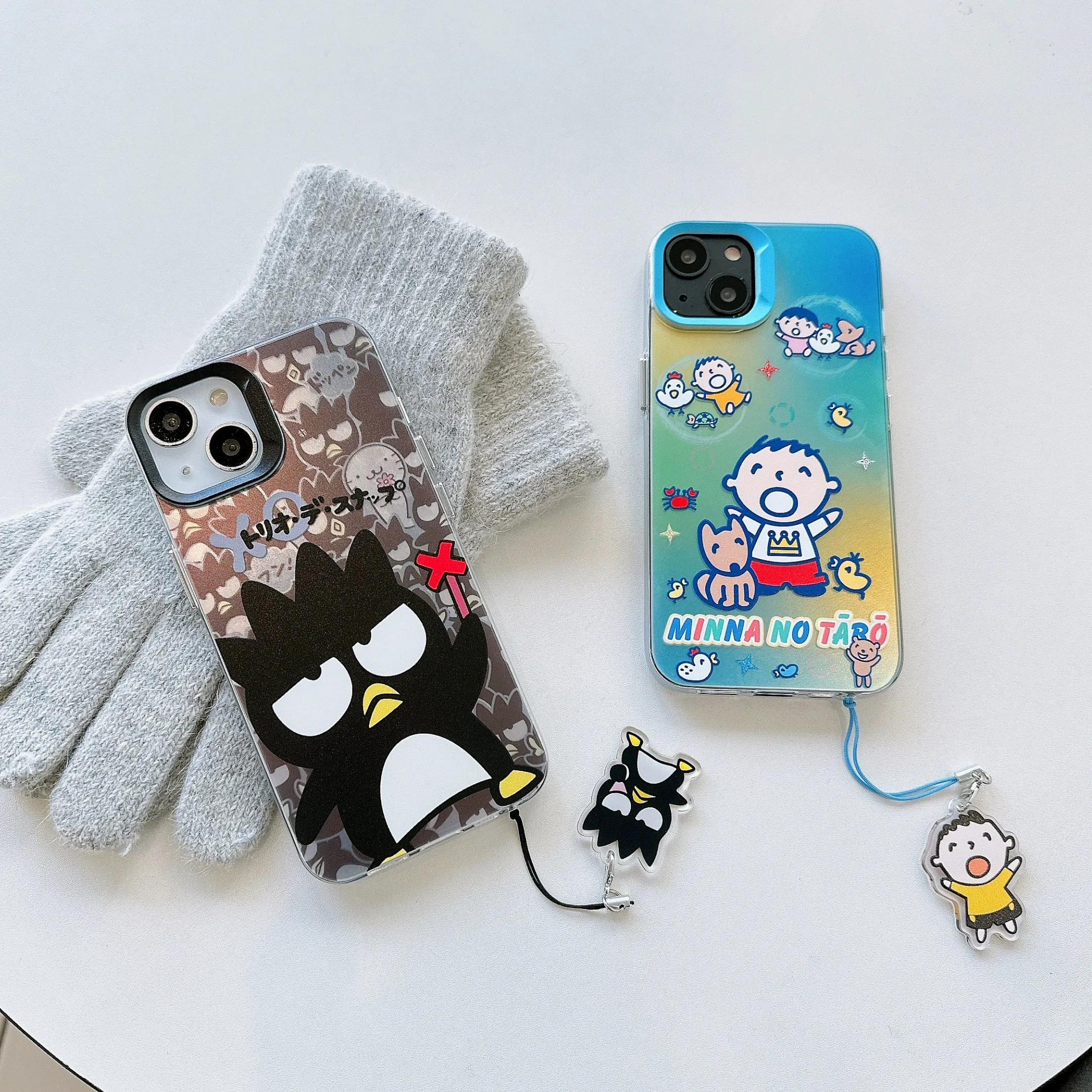 Japanese Cartoon iPhone Case with Strap | Laser Bad Badtz Maru Minna No Tabo - iPhone CasePhone Case  7 8 PLUS SE2 XS XR X 11 12 13 14 15 16 Pro Promax 12mini 13mini