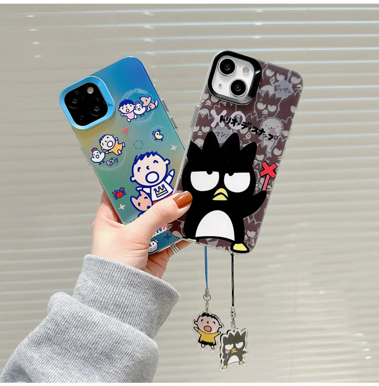 Japanese Cartoon iPhone Case with Strap | Laser Bad Badtz Maru Minna No Tabo - iPhone CasePhone Case  7 8 PLUS SE2 XS XR X 11 12 13 14 15 16 Pro Promax 12mini 13mini