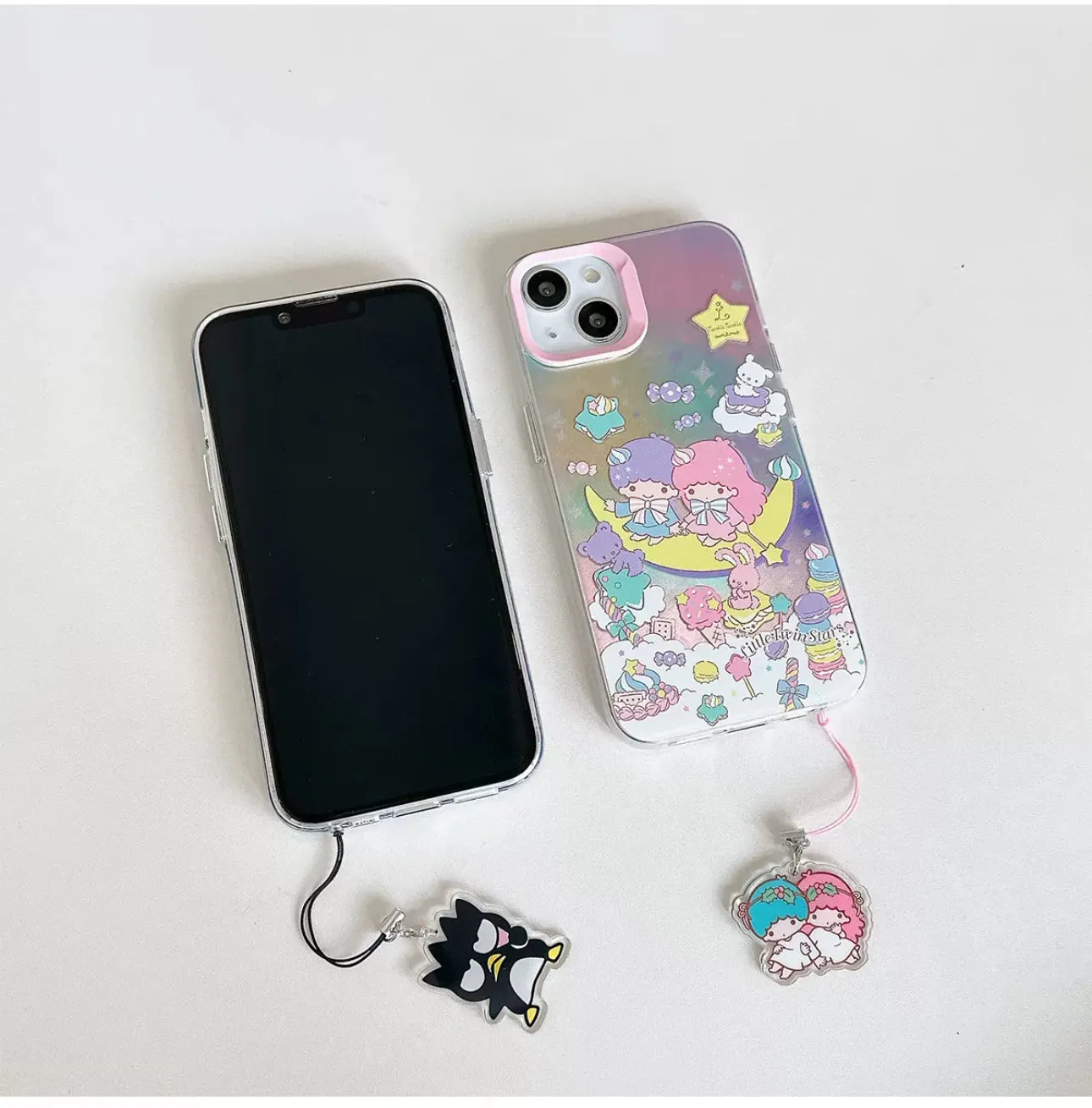 Japanese Cartoon iPhone Case with Strap | Laser Bad Badtz Maru XO Little Twin Stars - iPhone CasePhone Case  7 8 PLUS SE2 XS XR X 11 12 13 14 15 16 Pro Promax 12mini 13mini