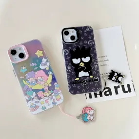 Japanese Cartoon iPhone Case with Strap | Laser Bad Badtz Maru XO Little Twin Stars - iPhone CasePhone Case  7 8 PLUS SE2 XS XR X 11 12 13 14 15 16 Pro Promax 12mini 13mini