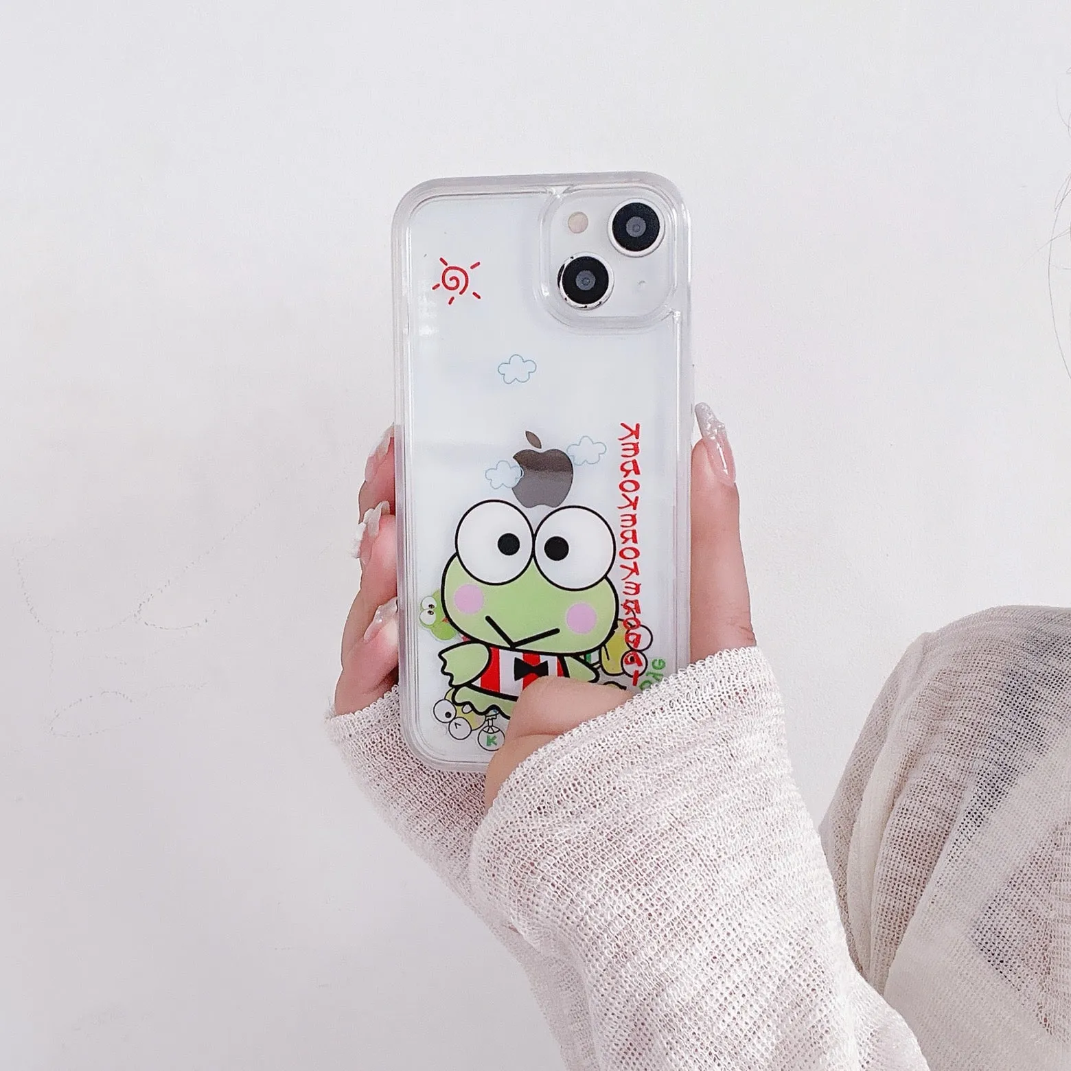 Japanese Cartoon Keroppi KP QuickSand iPhone Case 14 13 12 11 XS XR Pro Max Plus