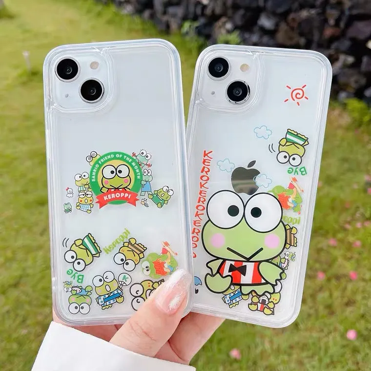 Japanese Cartoon Keroppi KP QuickSand iPhone Case 14 13 12 11 XS XR Pro Max Plus