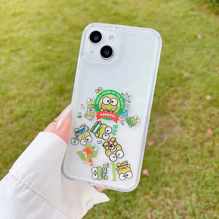 Japanese Cartoon Keroppi KP QuickSand iPhone Case 14 13 12 11 XS XR Pro Max Plus