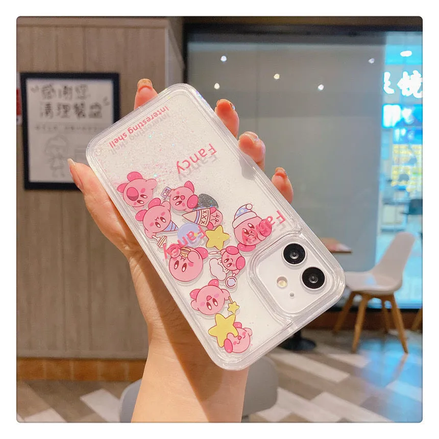 Japanese Cartoon Pink Monster Starkabi MM KU QuickSand iPhone Case SE2 15 14 13 12 11 XS XR Pro Max Plus