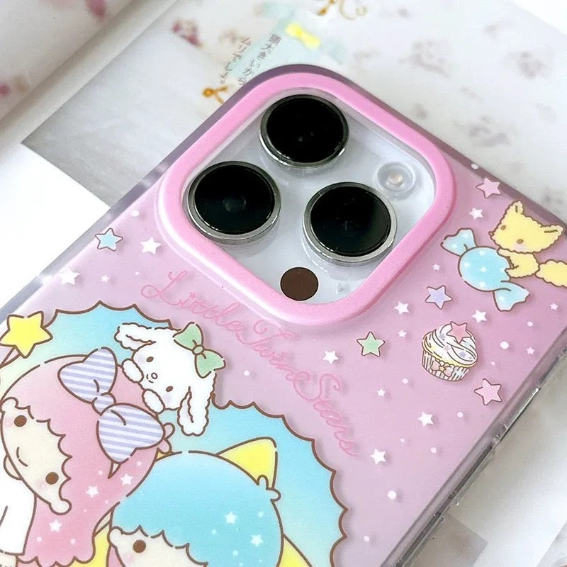 Japanese Cartoon Sanrio Little Twin Star with Heart - iPhone Case 13 14 15 Pro Promax