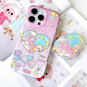 Japanese Cartoon Sanrio Little Twin Star with Heart - iPhone Case 13 14 15 Pro Promax