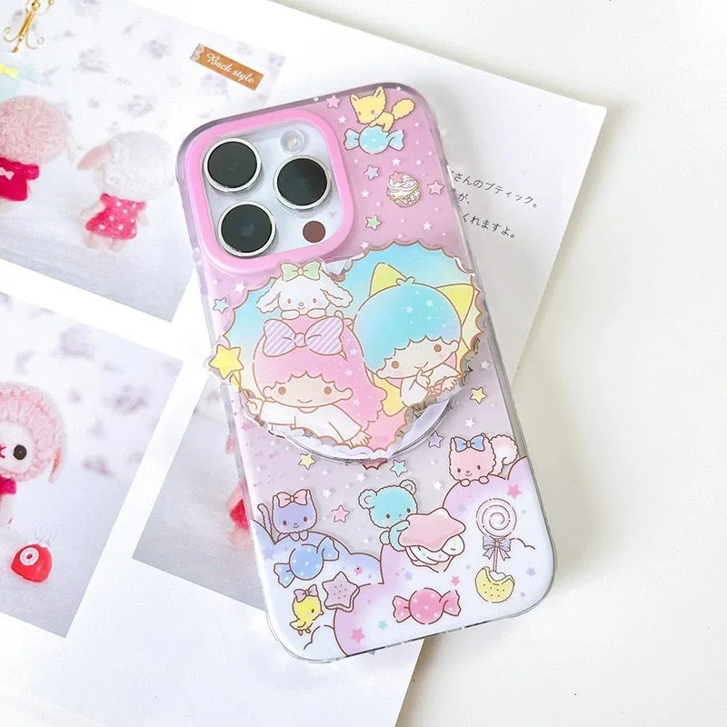 Japanese Cartoon Sanrio Little Twin Star with Heart - iPhone Case 13 14 15 Pro Promax