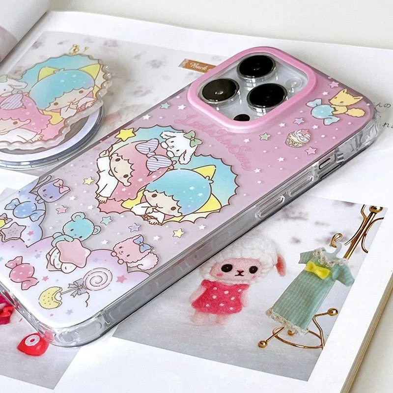 Japanese Cartoon Sanrio Little Twin Star with Heart - iPhone Case 13 14 15 Pro Promax