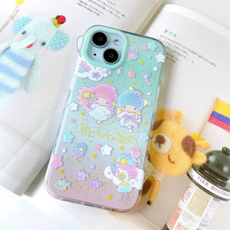 Japanese Cartoon Sanrio Little Twin Stars Mermaid Party - iPhone Case 13 14 15 Pro Promax