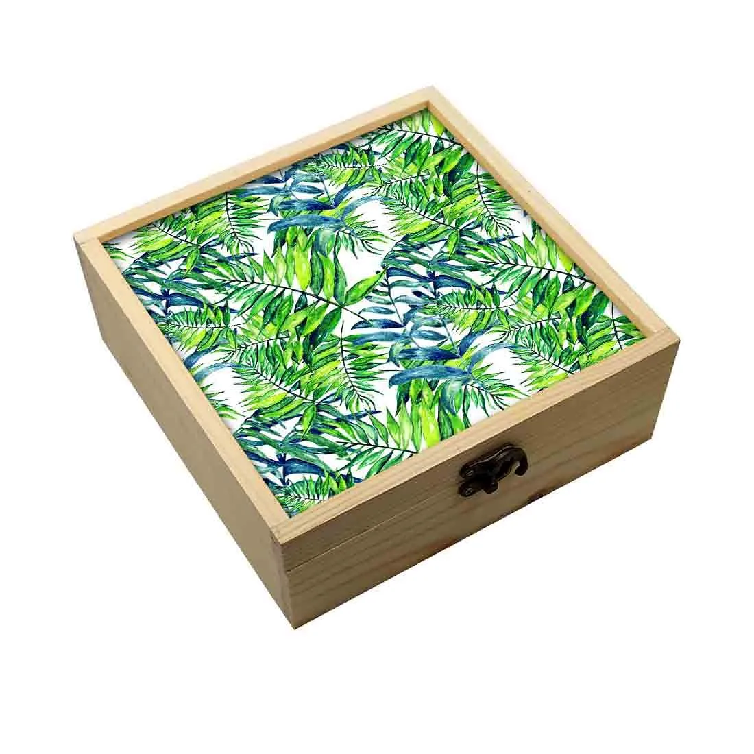 Jewellery Box Wooden Jewelry Organizer -  Green Leaf