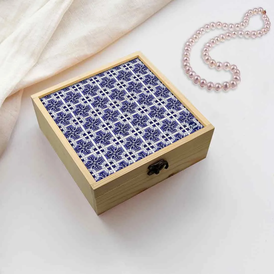 Jewellery Box Wooden Jewelry Organizer -  Spanish Tiles Collection