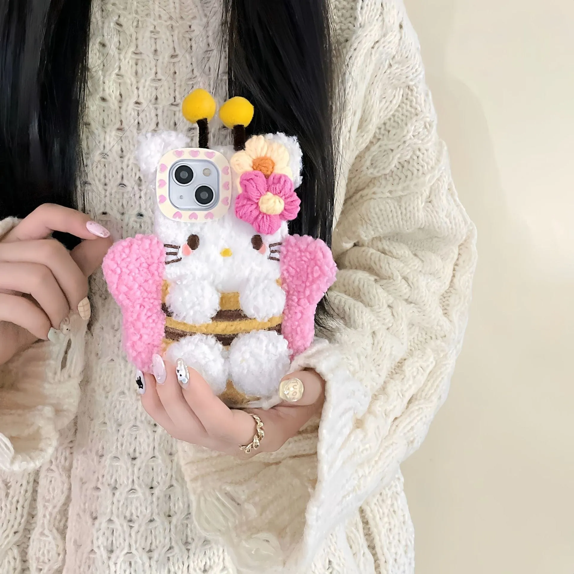 Kawaii Kitty Bee Plush iPhone Case