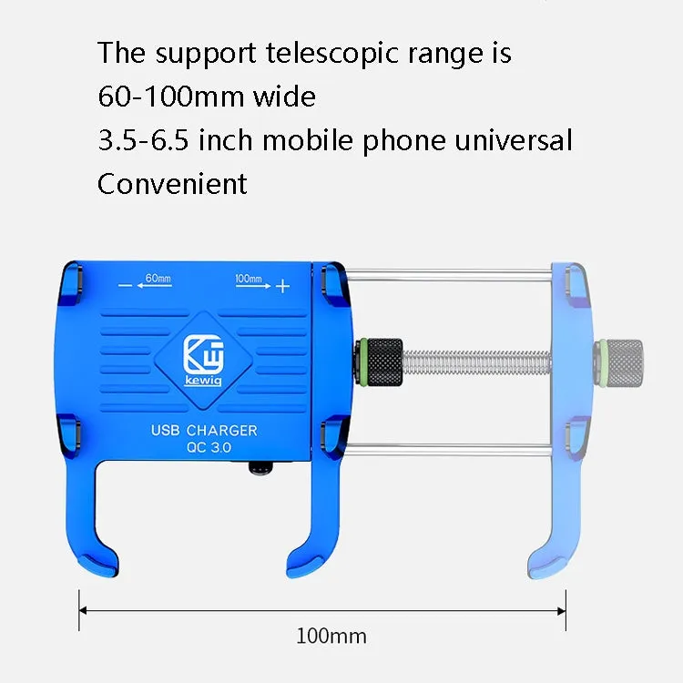 Kewig M6-S 12V Motorcycle Waterproof Aluminum Alloy Mobile Phone Bracket With QC3.0 Fast Charging(Red)