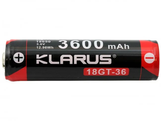 Klarus 18650 3600mAh 3.6V Lithium Ion (Li-ion) Button Top Battery for XT11GT