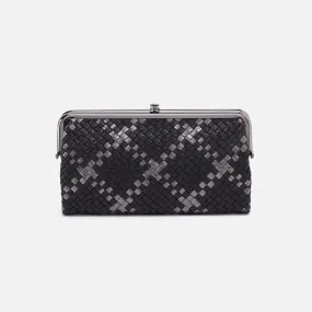 Lauren Clutch-Wallet In Woven Leather - Black Metallic Woven