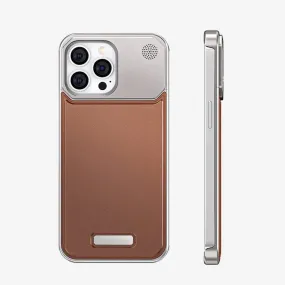 Leather Aluminum Metal Case - Brown