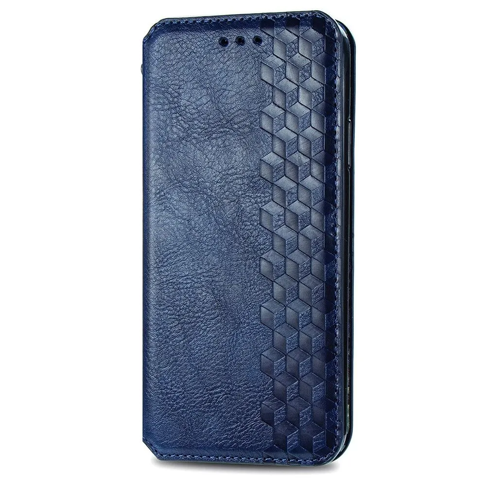 Leather case with a stylish rhombus imprint for Google Pixel 6 Pro - Blue