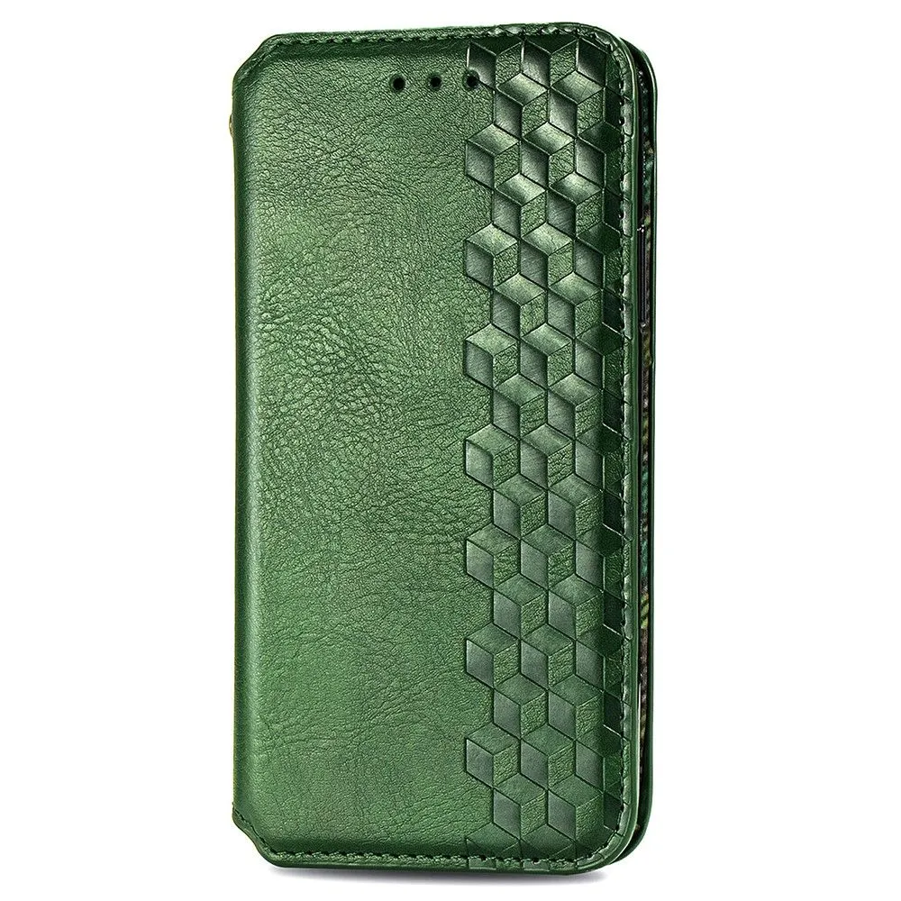 Leather case with a stylish rhombus imprint for Google Pixel 6 Pro - Green