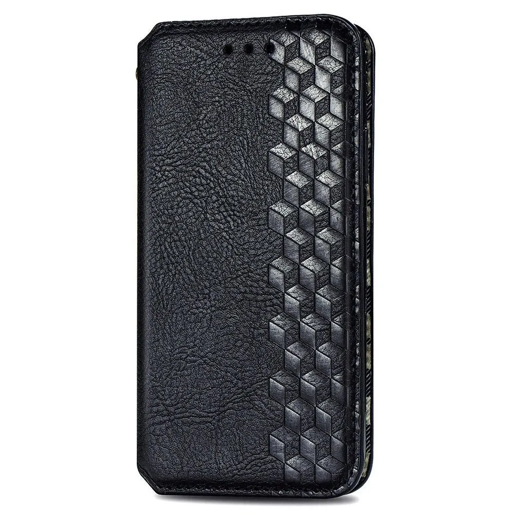 Leather case with a stylish rhombus imprint for Samsung Galaxy M33 5G - Black