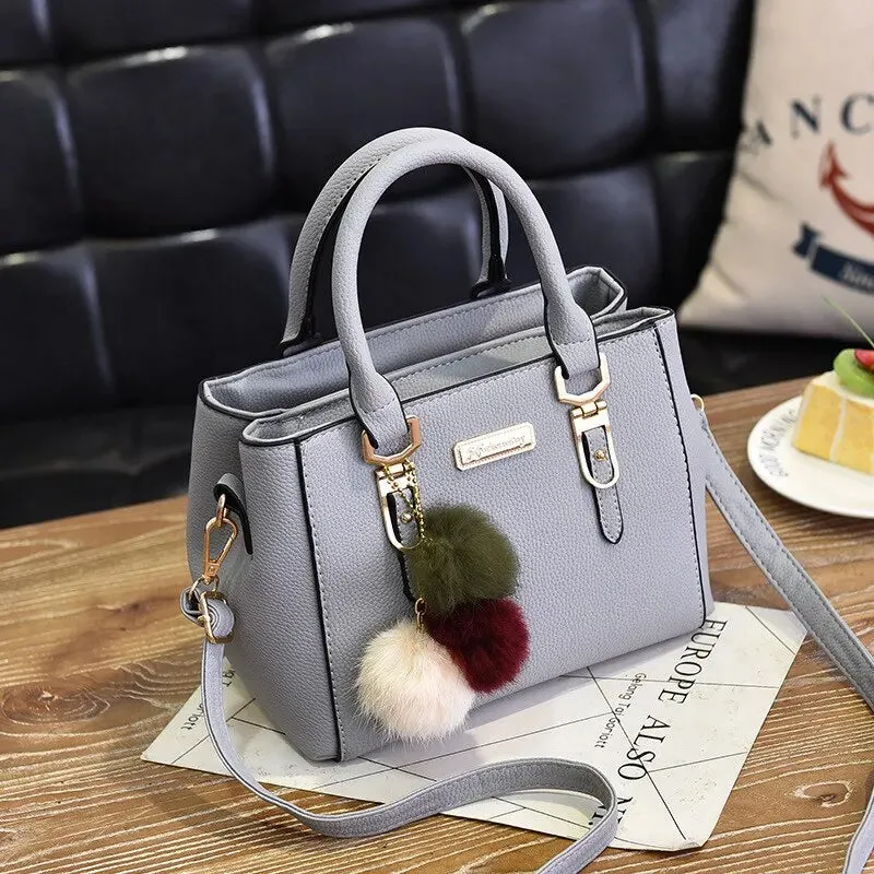 Leather Ladies Hand Bag , Women Vintage Purse Plush Tassel